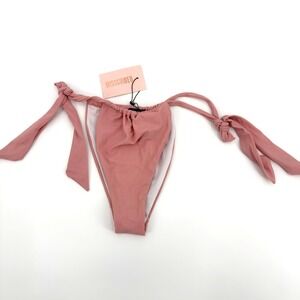 Missguided Rose Pink Thick Tie Side Bikini Bottom Size US 8 NWT